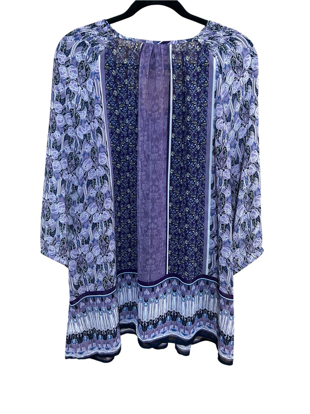 Lane Bryant Purple Patchwork Sheer Boho Tunic Peasant Blouse Top Plus Size 22/24 - Picture 3 of 3